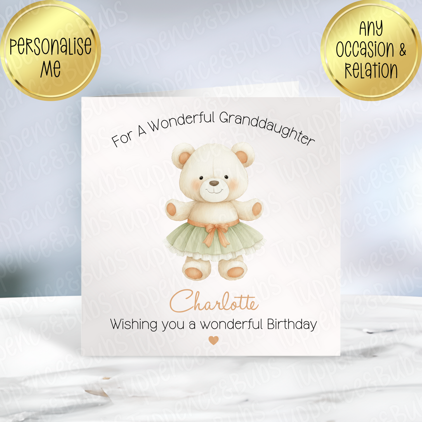Sage Green Bear Themed Card -
