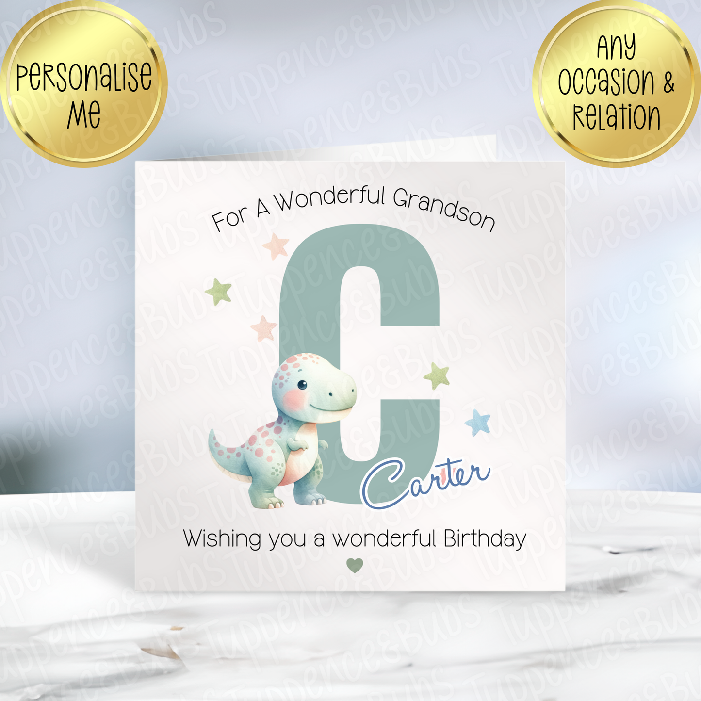 Dinosaur Initial Card