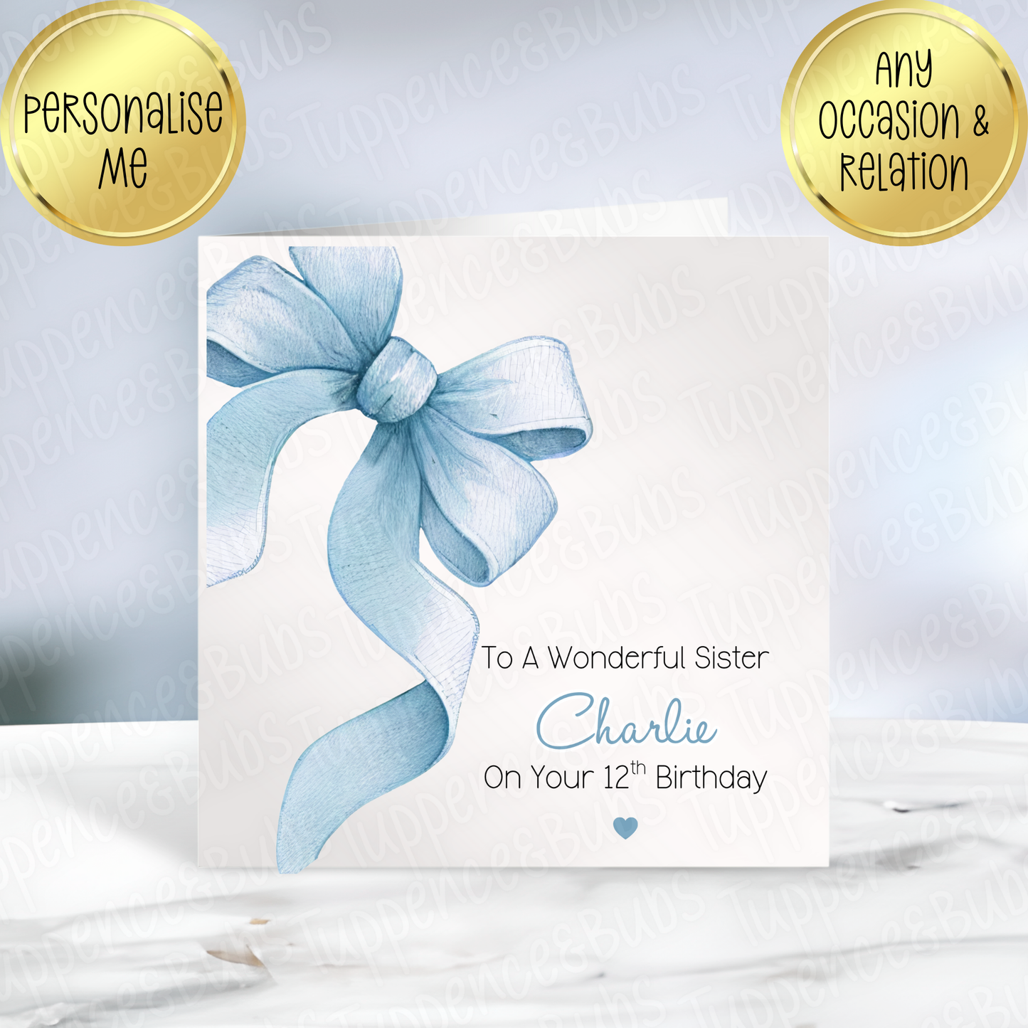 Blue Bow Themed Card