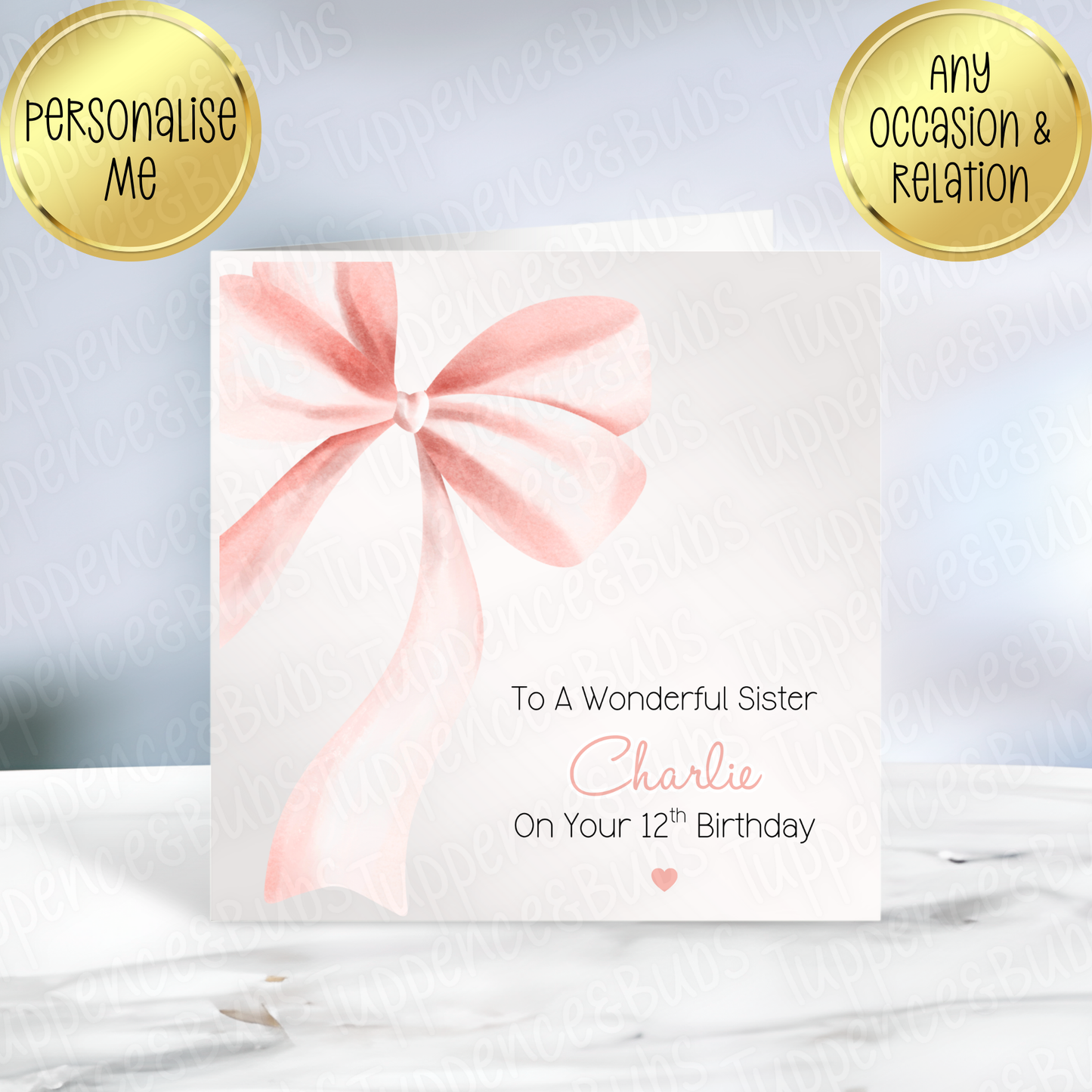 Pink Bow Themed Card - 2 Designs