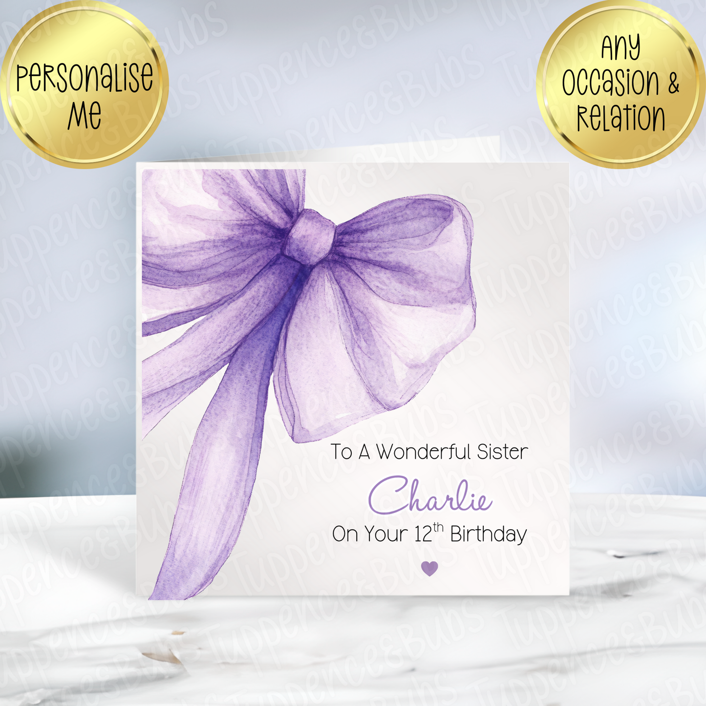 Purple Bow Themed Card - 2 Designs