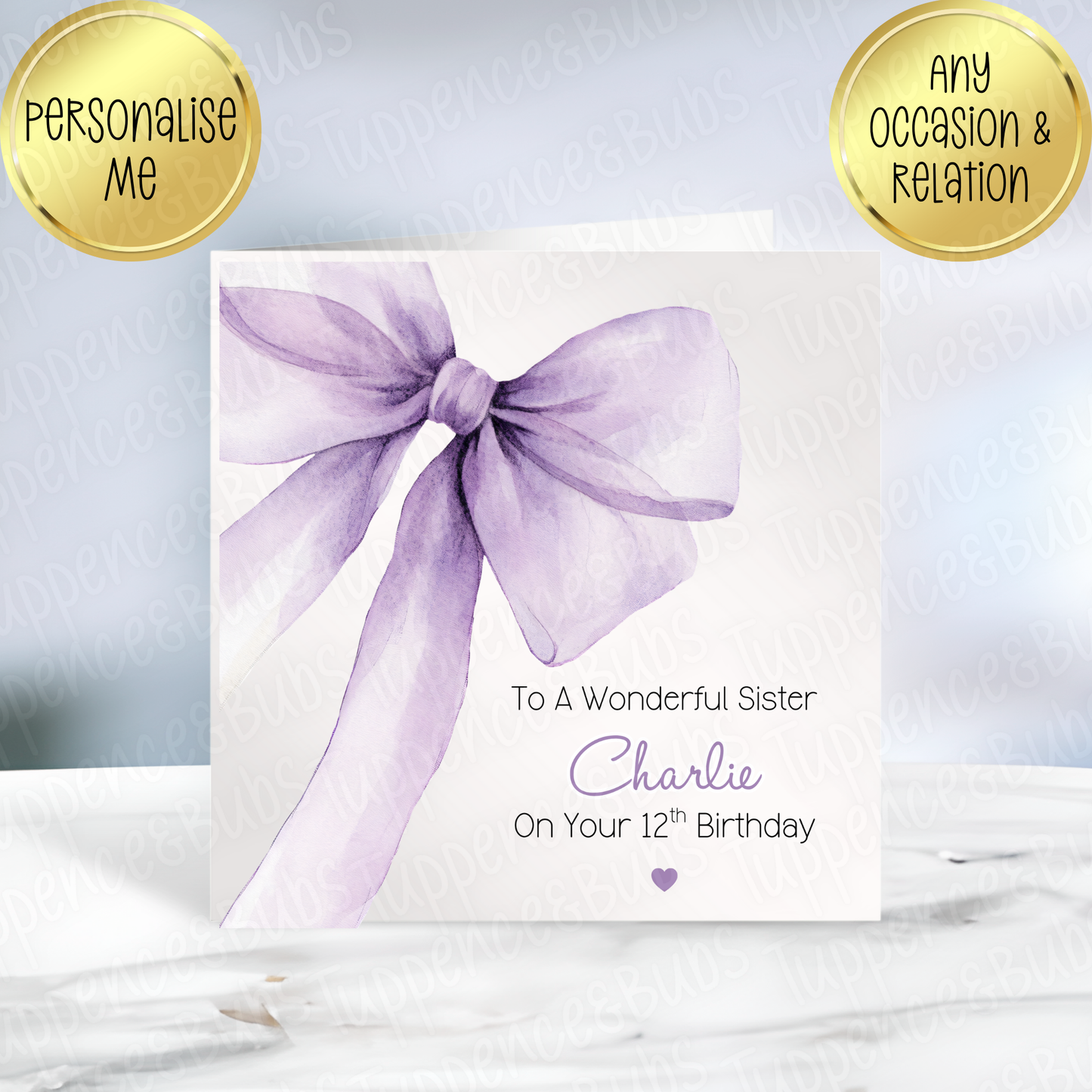 Purple Bow Themed Card - 2 Designs