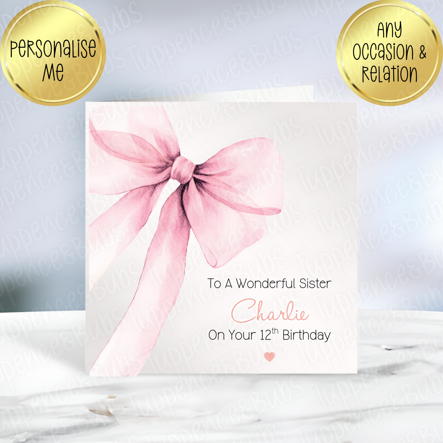 Pink Bow Themed Card - 2 Designs