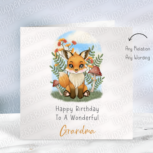 Cute Fox Themed Birthday Card
