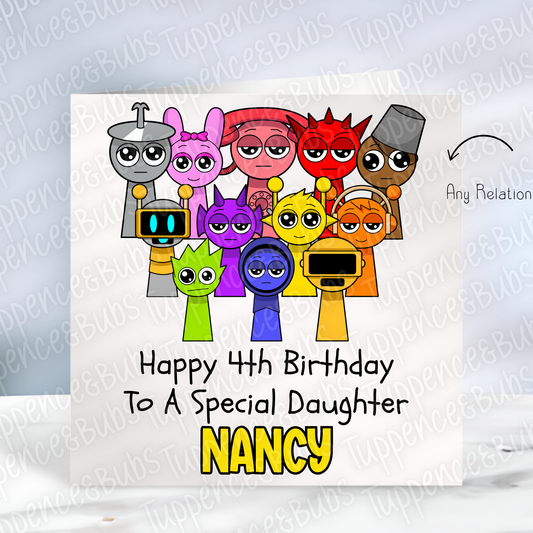Sprunki Themed Birthday Card