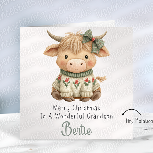 Christmas Highland Cow Card