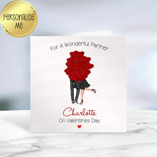 Couple With Balloons Valentine's Card