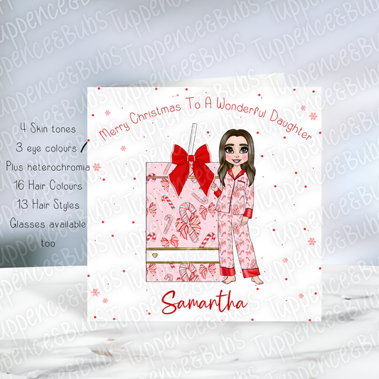 Red Bow PJ's Themed Christmas Card