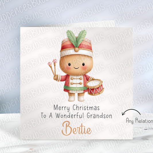 Gingerbread Drummer Boy Christmas Card