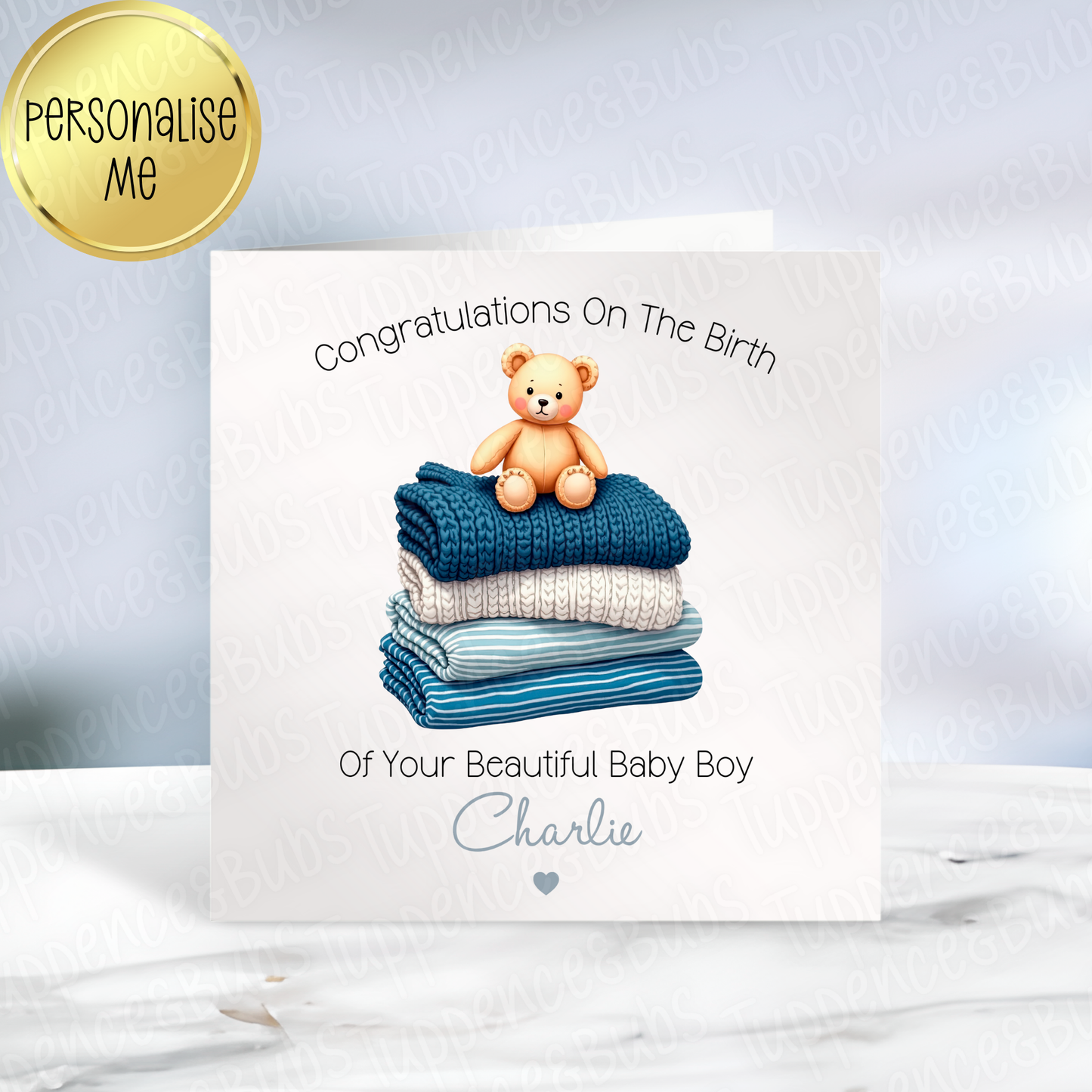 New Baby Card - Beige or Blue