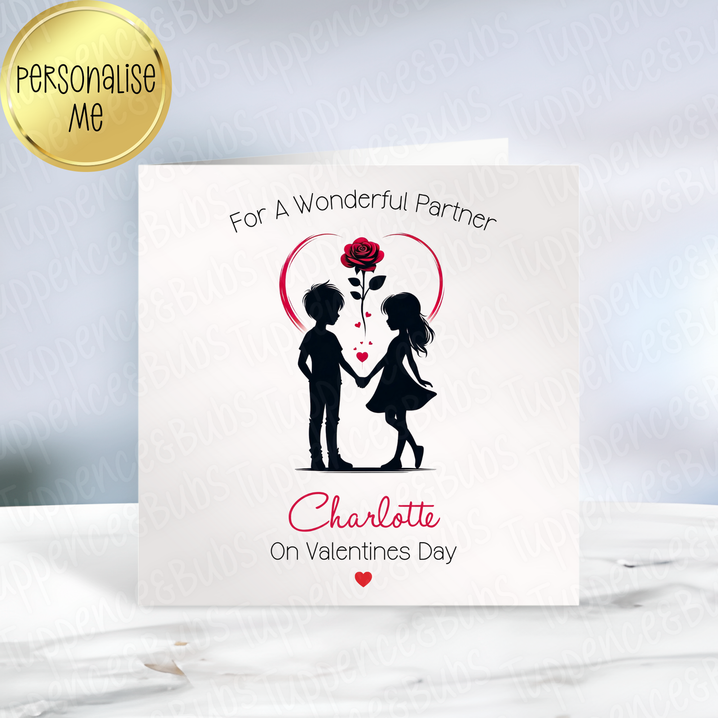 Couple Silhouette Themed Valentine's Card - 4 Designs