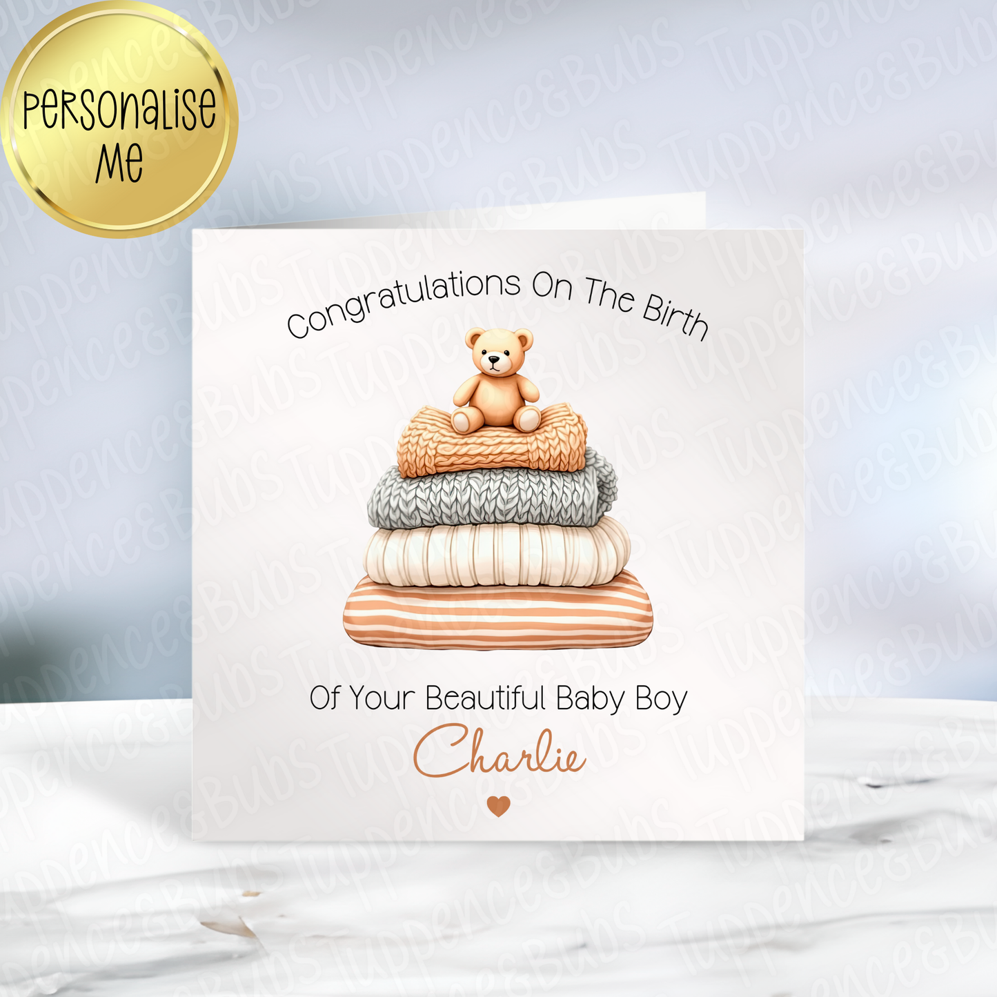 New Baby Card - Beige or Blue