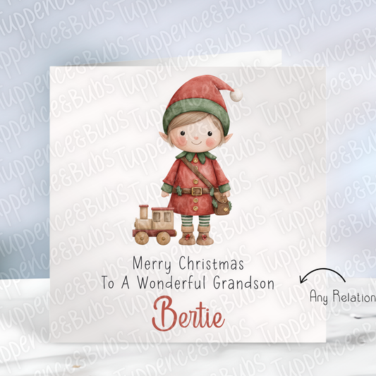 Cute Elf Boy Christmas Card