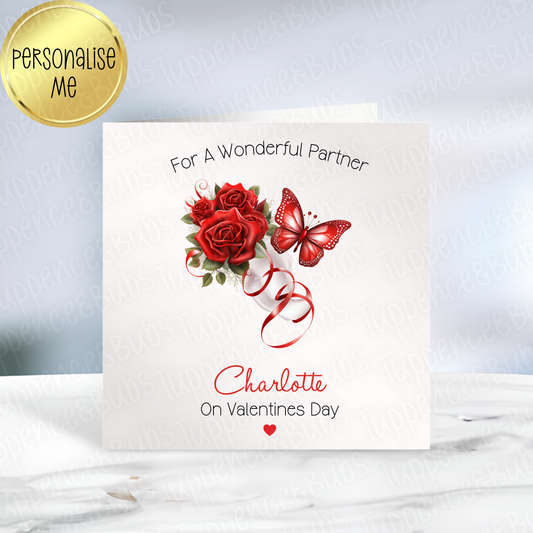 Butterfly & Roses Valentine's Card