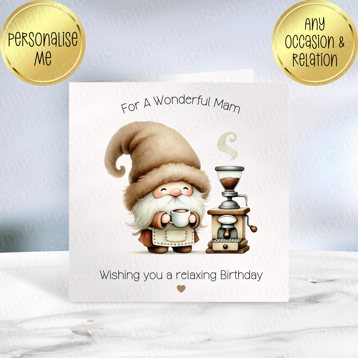 Coffee Gnome Birthday Card - 3 Designs