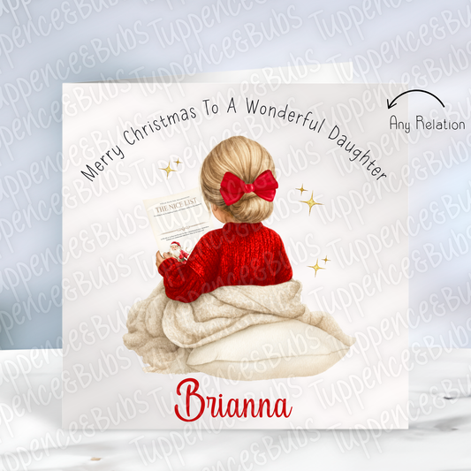 Nice List Girl Christmas Card