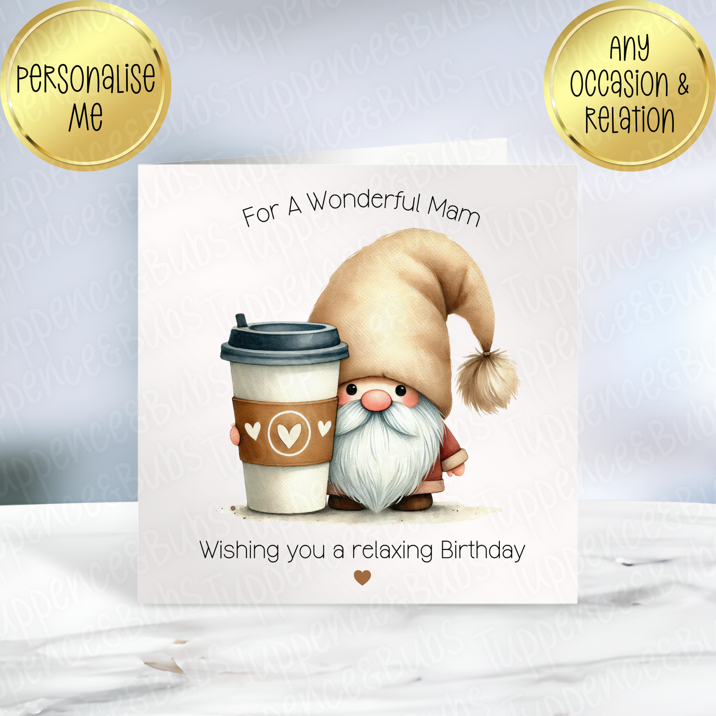 Coffee Gnome Birthday Card - 3 Designs