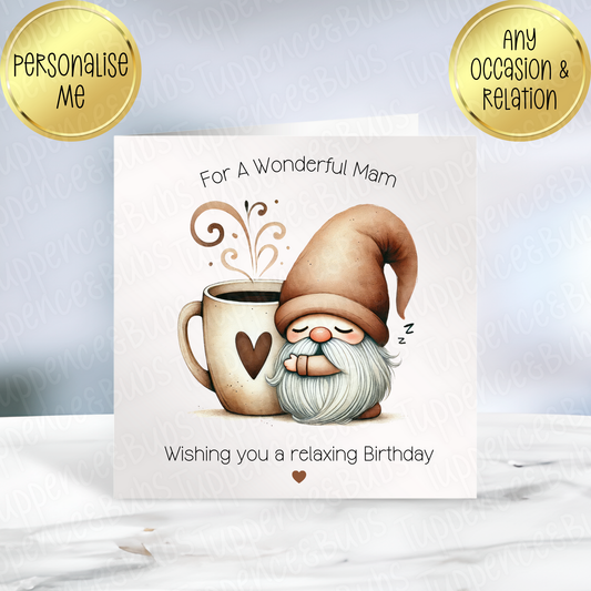 Coffee Gnome Birthday Card - 3 Designs