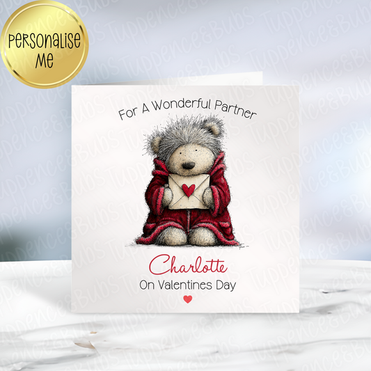 Bear With Envelope Valentine's Card