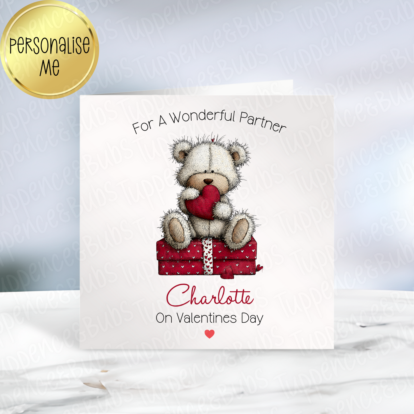 Cute Bear With Gift Valentine's Card - 3 Designs