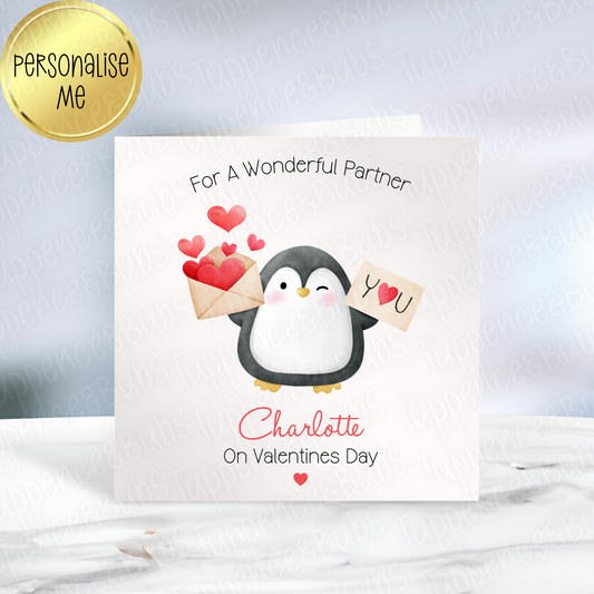 Penguin Themed Valentine's Card