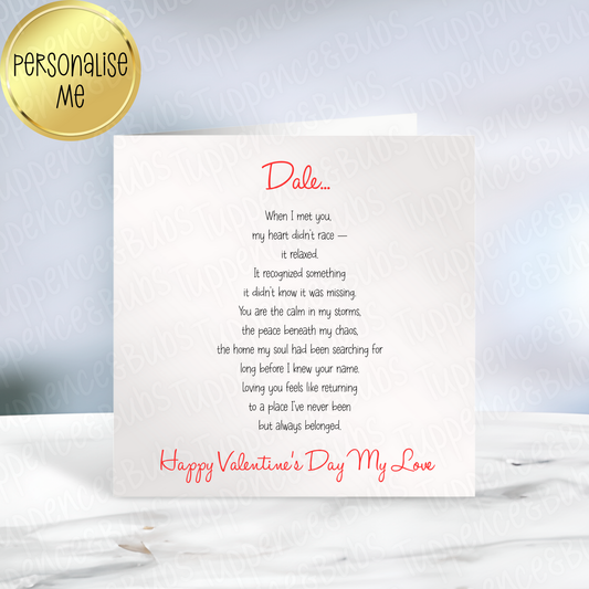 Poem Themed Valentine's Day Card