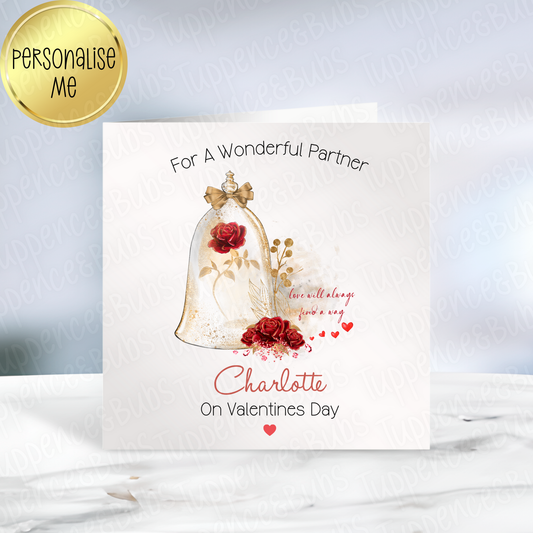 Rose In Glass Valentine's Card