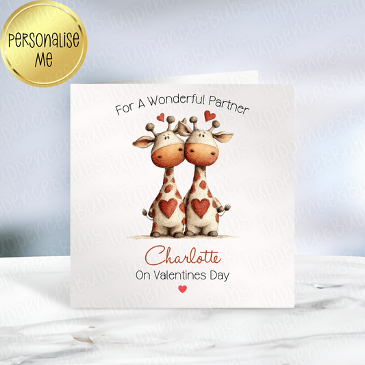 Giraffes In Love Valentine's Card