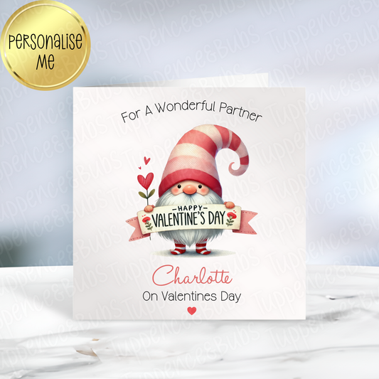 Gnomes Themed Valentine's Card - 4 Designs