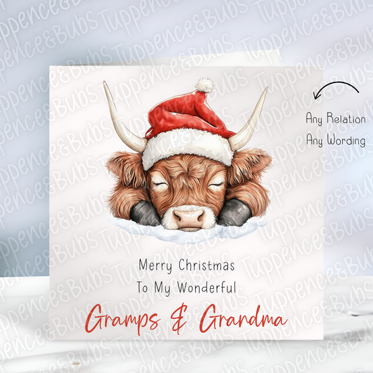 Highland Cow Themed Christmas Card