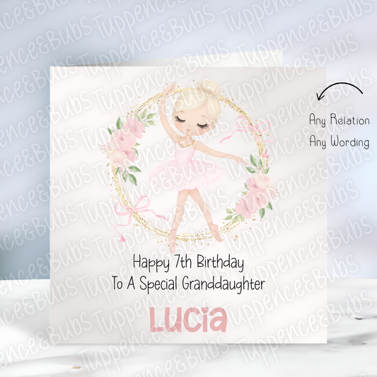 Cute Ballerina Themed Card