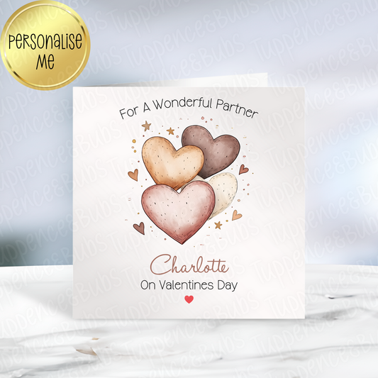 Coloured Hearts Valentine's Card