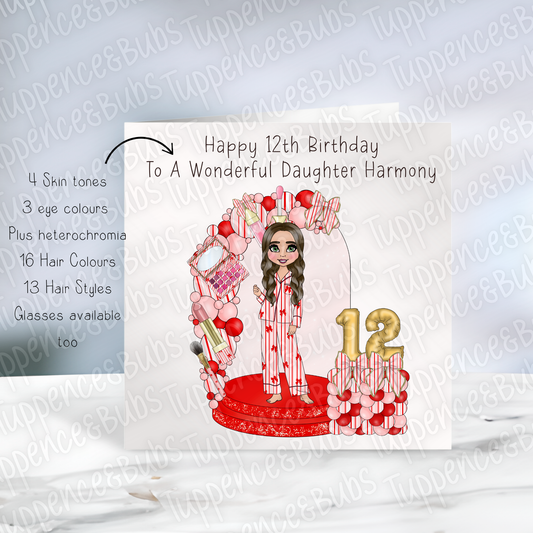 Candy Cane PJ Themed Birthday Card