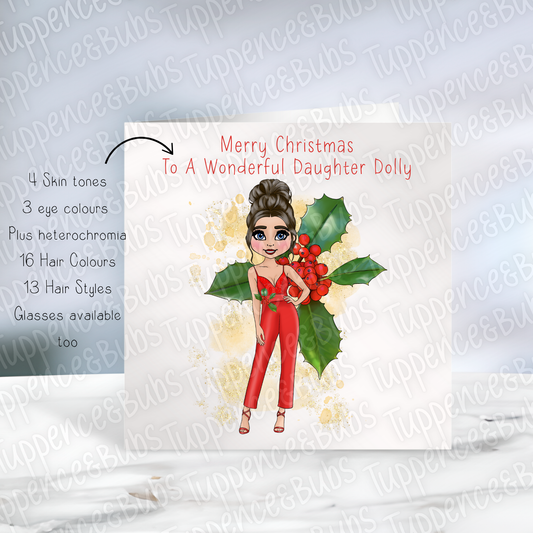 Holly Themed Christmas Card