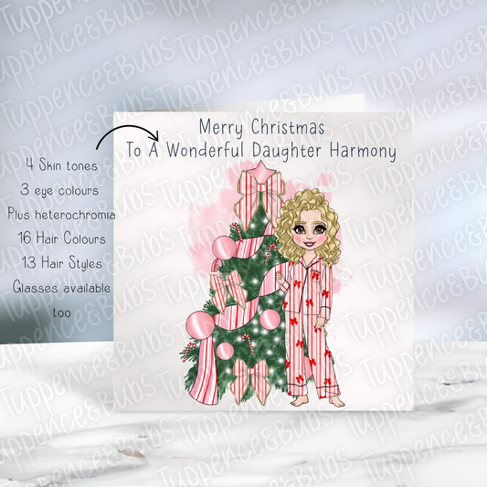 Candy Cane Stripe Pj Christmas Card
