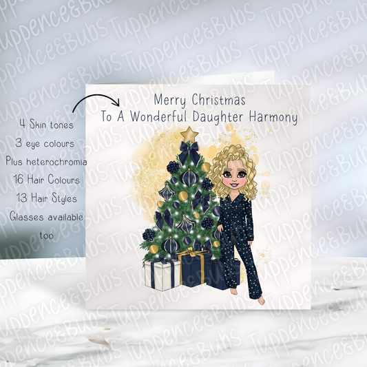 Navy PJ Christmas Card