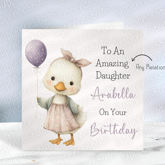Cute Duck With Balloon Card - 3 designs