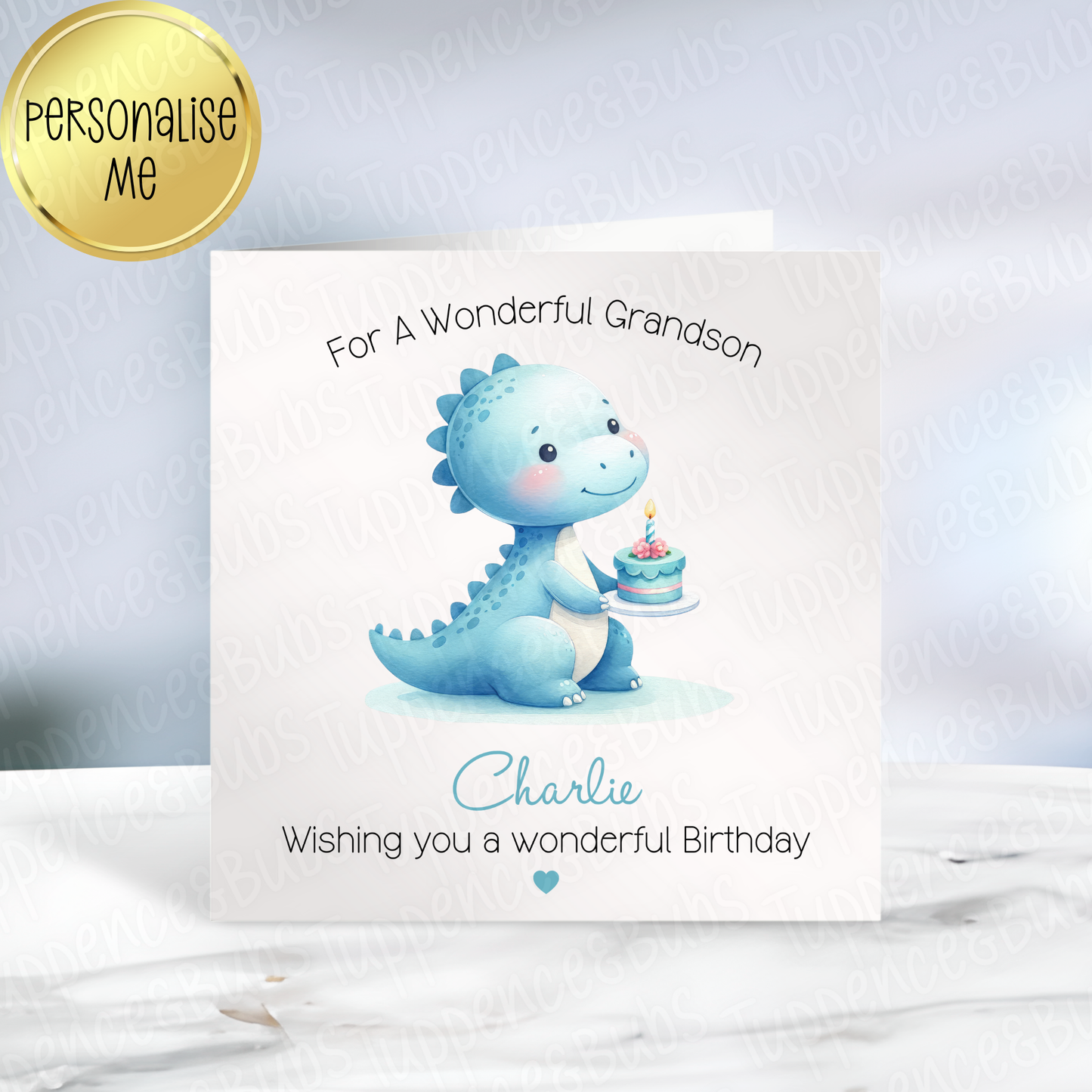 Blue Dinosaur Themed Card - 5 Designs