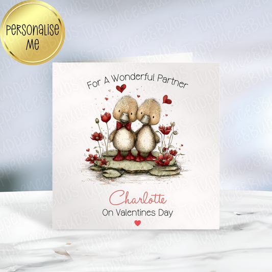 Ducks In Love Valentine's Card