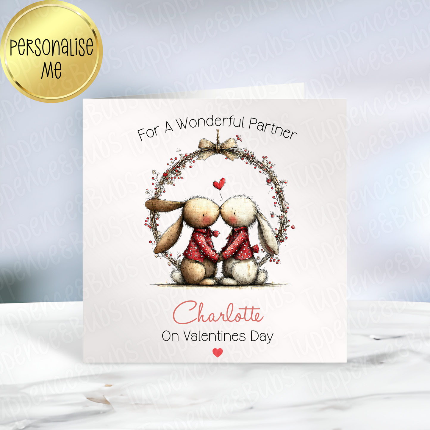 Bunnies In Love Valentine's Card