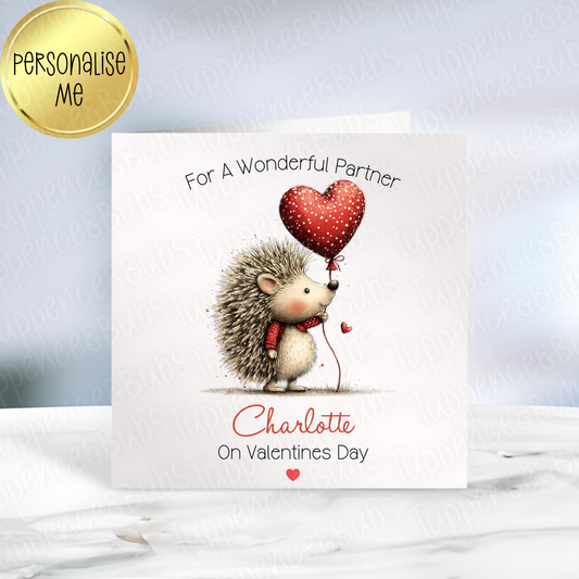 Hedgehog With Heart Balloon Valentine's Card
