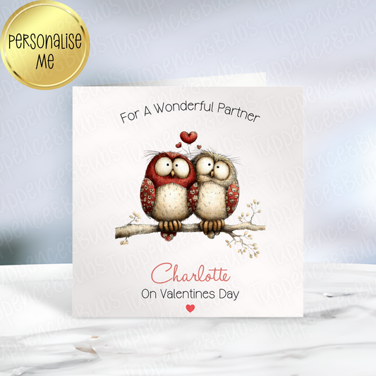Owls In Love Valentine's Card