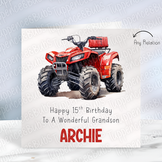 Quad Themed Birthday Card - 6 colours