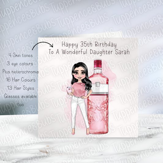 Pink Gin Themed Birthday Card