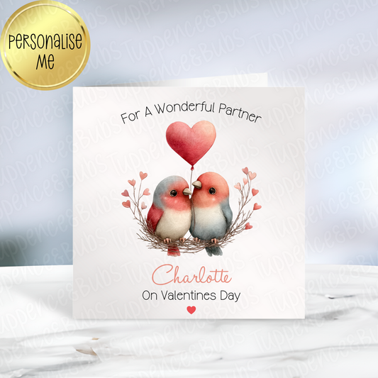 Love Birds Themed Valentine's Card - 4 Designs