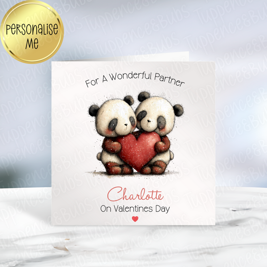 Pandas In Love Themed Valentine's Card