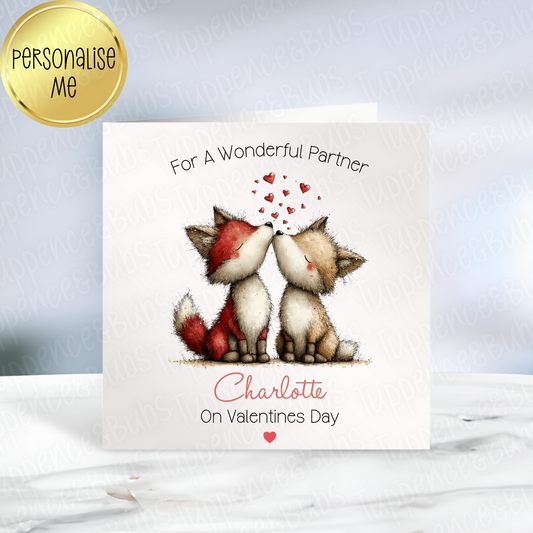 Foxes In Love Themed Valentine's Card