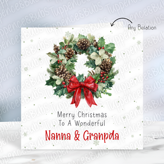 Wreath Themed Christmas Card - 2 Designs