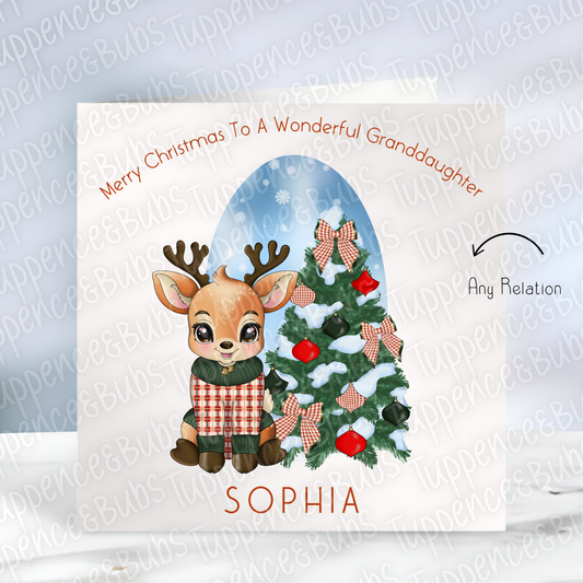 Reindeer Tartan Jumper Themed Christmas Card