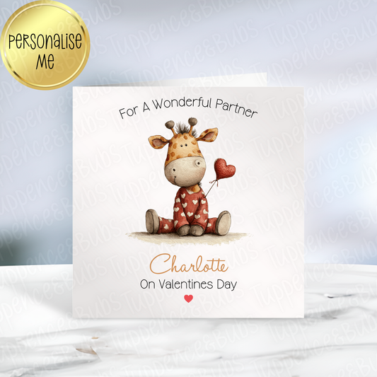 Giraffe Sitting Down Valentine's Card